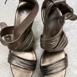 Aldo Metallic Bronze Heeled Sandals